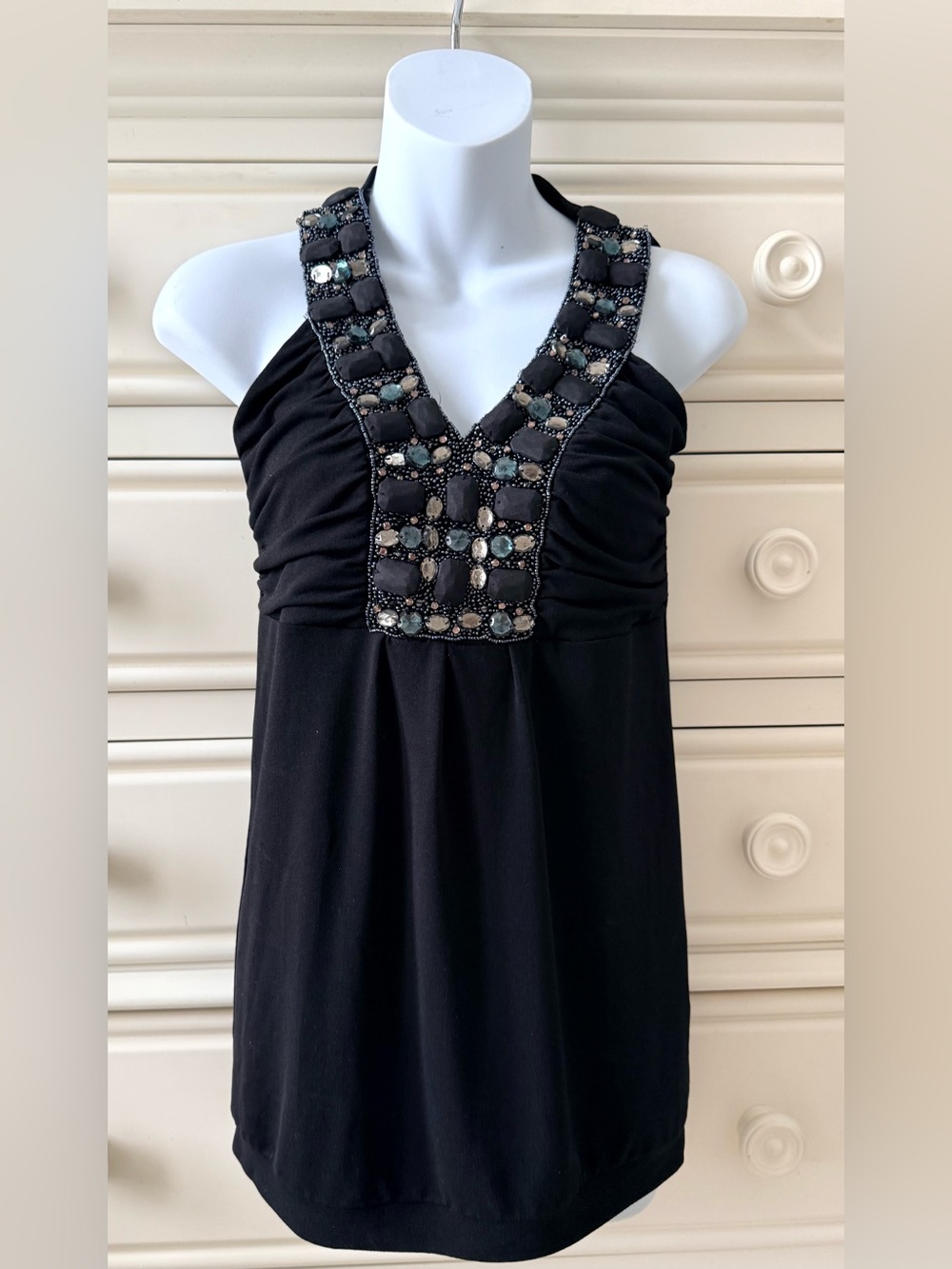 Made in Italy by Extro’-Black Beaded Halter Top